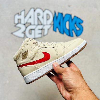 Air Jordan 1 Mid Utility GS - Fleece Pearl White