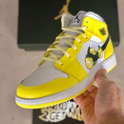 Air Jordan 1 Mid GS - Dynamic Yellow Floral