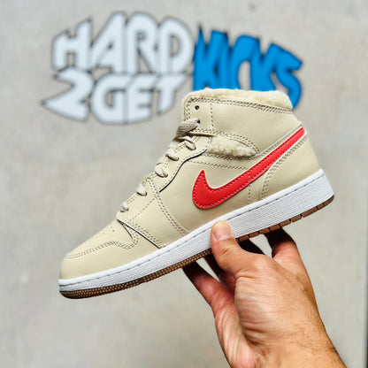 Air Jordan 1 Mid Utility GS - Fleece Pearl White