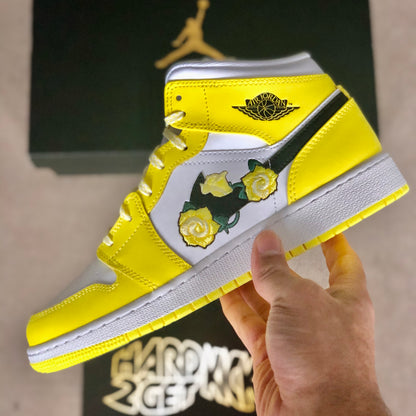 Air Jordan 1 Mid GS - Dynamic Yellow Floral